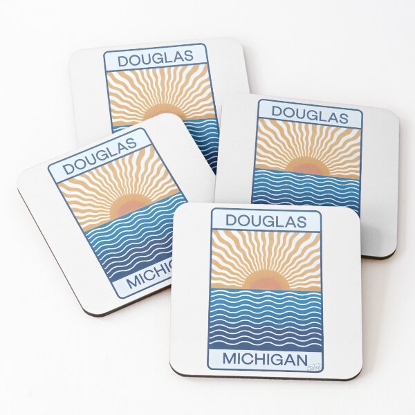 Item preview, Douglas Michigan - Retro Sunset Sign designed and sold by TheOldMittenIllustrated.