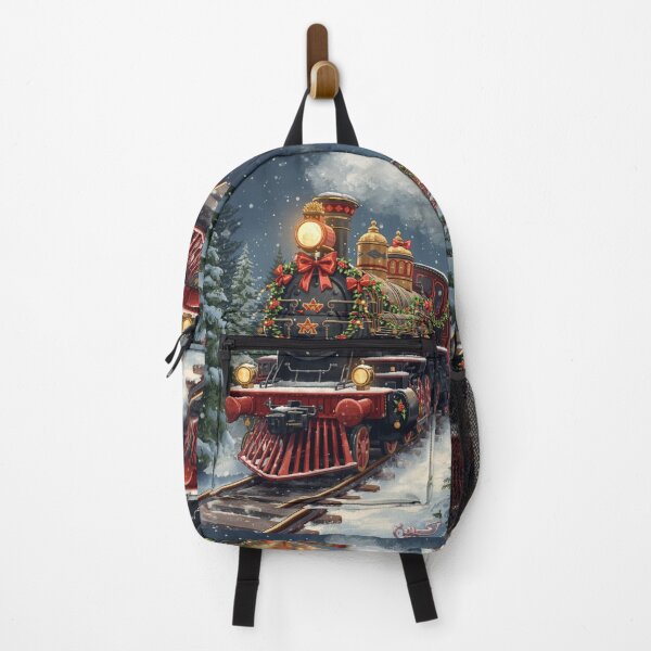 Item preview, : Christmas Train in Snow - Vintage Steam Locomotive Holiday Art Print designed and sold by freackly.