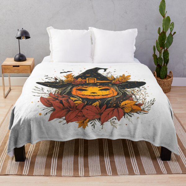 Item preview, Enchanting Pumpkin Witch With Autumn Leaves And Mystical Halloween Magic Smiling Jack-O'-Lantern Spooky Season designed and sold by hadley-gilbert.