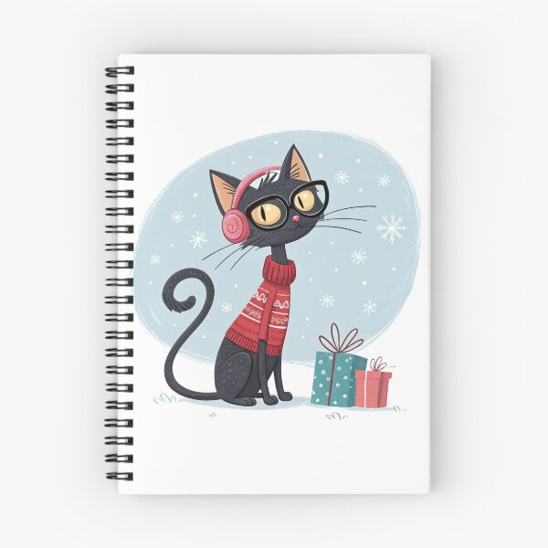 Item preview, Black Winter Cat with Gifts – Cozy Sweater & Headphones – Cute Christmas Illustration – Vivo Studio Style designed and sold by VivoStudio.