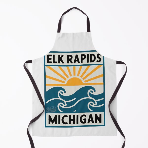 Item preview, Elk Rapids Michigan - Retro Sunset Sign designed and sold by TheOldMittenIllustrated.