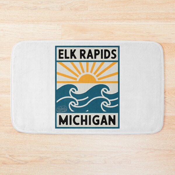 Item preview, Elk Rapids Michigan - Retro Sunset Sign designed and sold by TheOldMittenIllustrated.