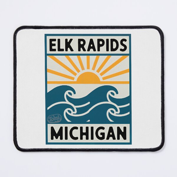 Item preview, Elk Rapids Michigan - Retro Sunset Sign designed and sold by TheOldMittenIllustrated.