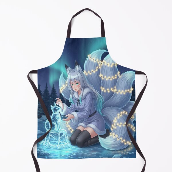 Item preview, Beautiful Anime Kitsune Girl Crafting Magical Ice Sculpture designed and sold by dewaaliverse.
