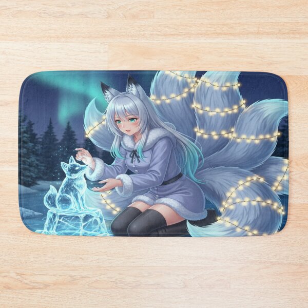 Item preview, Beautiful Anime Kitsune Girl Crafting Magical Ice Sculpture designed and sold by dewaaliverse.