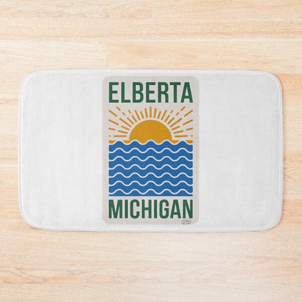 Item preview, Elberta Michigan - Retro Sunset Sign designed and sold by TheOldMittenIllustrated.