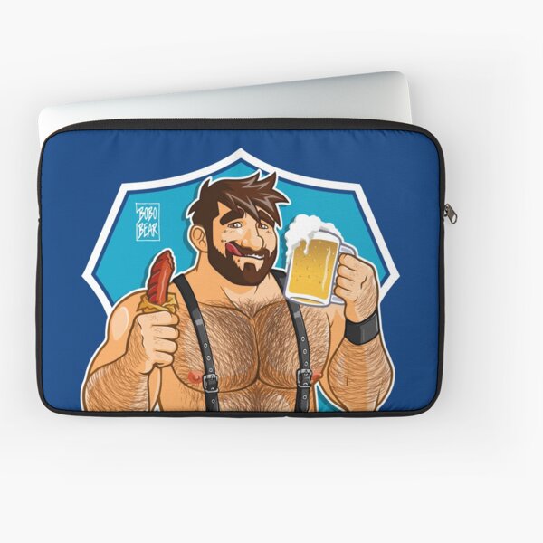 ADAM LIKES SAUSAGE AND BEER - BLUE BACKGROUND Laptop Sleeve