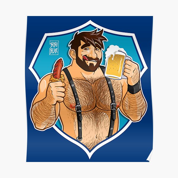 ADAM LIKES SAUSAGE AND BEER - BLUE BACKGROUND Poster