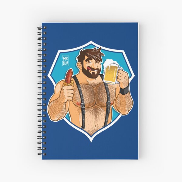ADAM LIKES SAUSAGE AND BEER - BLUE BACKGROUND Spiral Notebook