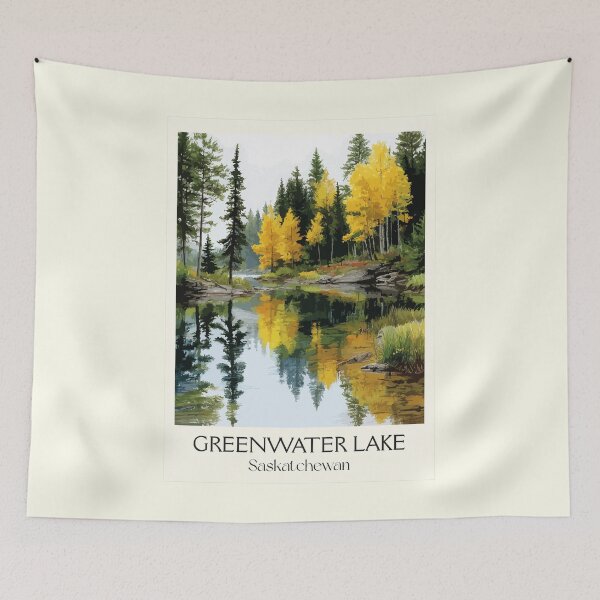 Item preview, Greenwater Lake Provincial Park | Autumn Forest & Water Art Print designed and sold by TuncGK.