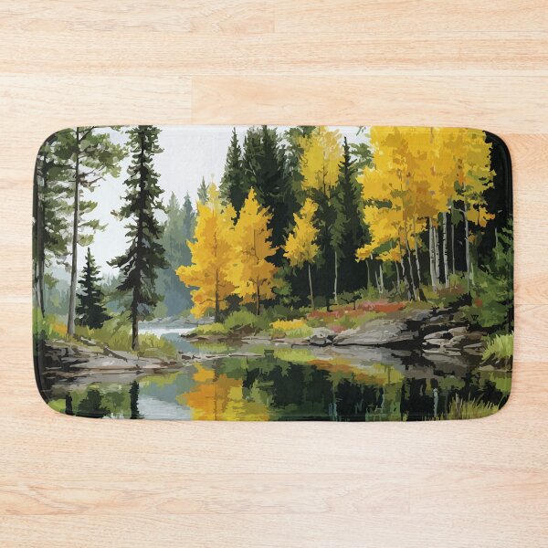 Item preview, Greenwater Lake Provincial Park | Autumn Forest & Water Art Print designed and sold by TuncGK.
