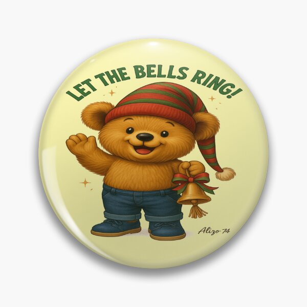 Item preview, Let The Bells Ring – Cute Christmas Teddy Illustration designed and sold by alizo74.