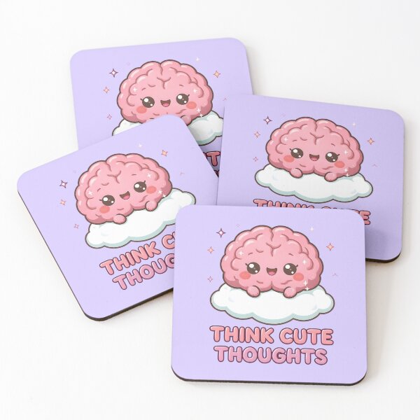 Item preview, “Think Cute Thoughts” – Cute Kawaii Brain on Cloud – Aesthetic Positive Mindset Design designed and sold by PureBrain.