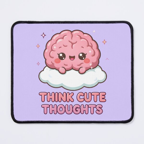 Item preview, “Think Cute Thoughts” – Cute Kawaii Brain on Cloud – Aesthetic Positive Mindset Design designed and sold by PureBrain.