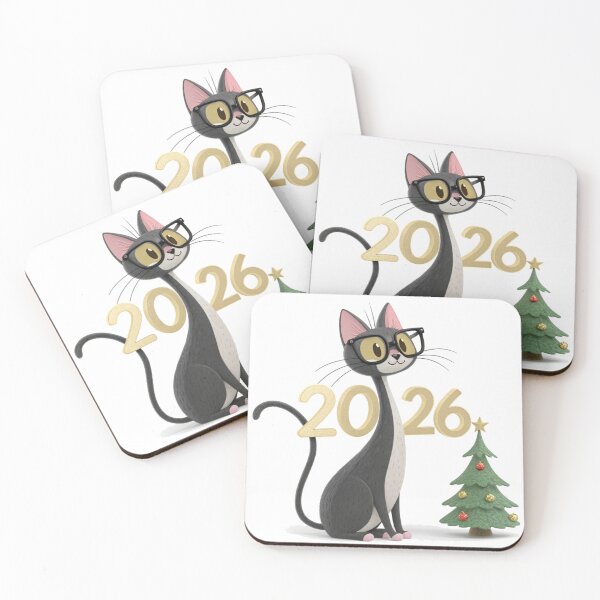 Item preview, New Year 2026 Black Cat – Cute Christmas Cat with Tree – Vivo Studio Style designed and sold by VivoStudio.