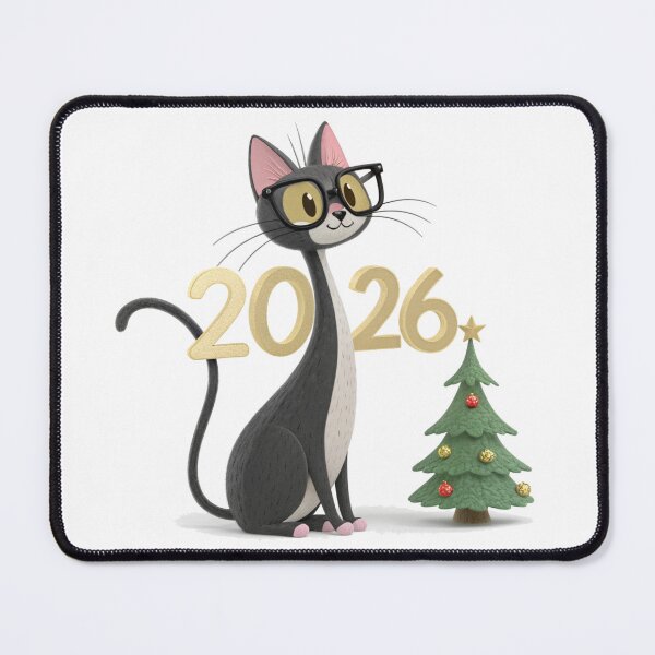 Item preview, New Year 2026 Black Cat – Cute Christmas Cat with Tree – Vivo Studio Style designed and sold by VivoStudio.