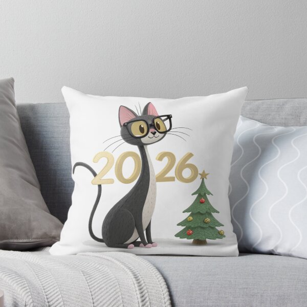 Item preview, New Year 2026 Black Cat – Cute Christmas Cat with Tree – Vivo Studio Style designed and sold by VivoStudio.
