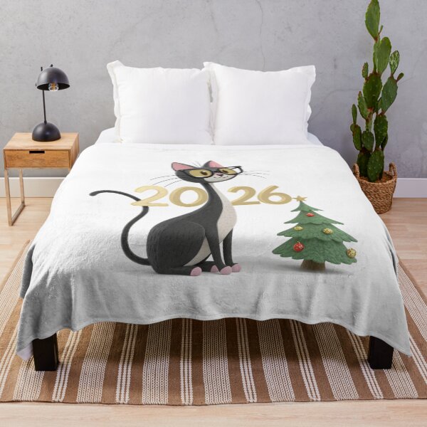 Item preview, New Year 2026 Black Cat – Cute Christmas Cat with Tree – Vivo Studio Style designed and sold by VivoStudio.