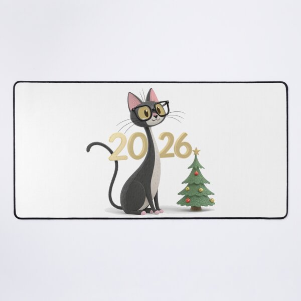 Item preview, New Year 2026 Black Cat – Cute Christmas Cat with Tree – Vivo Studio Style designed and sold by VivoStudio.