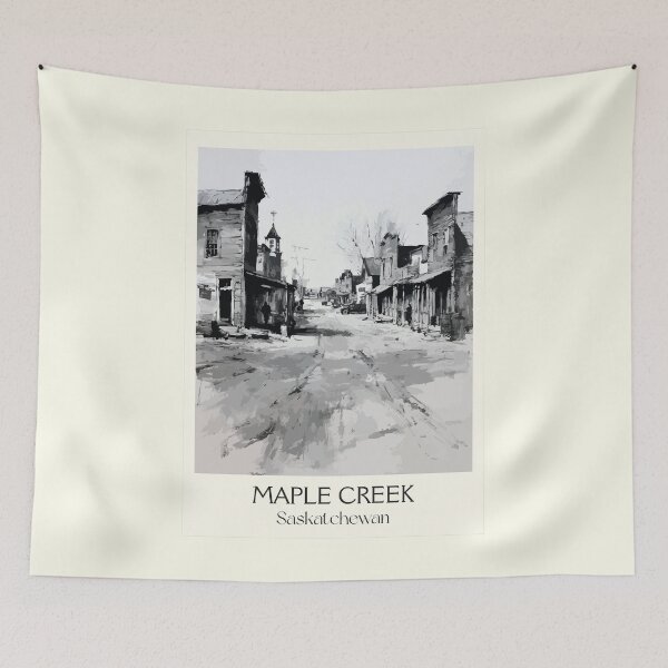 Item preview, Maple Creek Saskatchewan | Vintage Old West Main Street Art Print designed and sold by TuncGK.
