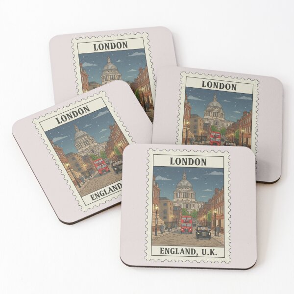 Item preview, Vintage London Street St. Paul's Cathedral Night Stamp designed and sold by allaboutstamps.