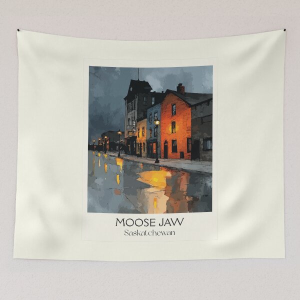 Item preview, Moose Jaw Saskatchewan | Historic Downtown & Night Lights Art Print designed and sold by TuncGK.