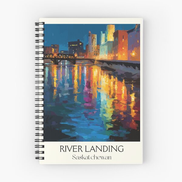 Item preview, River Landing Saskatoon | City Lights & Water Reflection Art Print designed and sold by TuncGK.