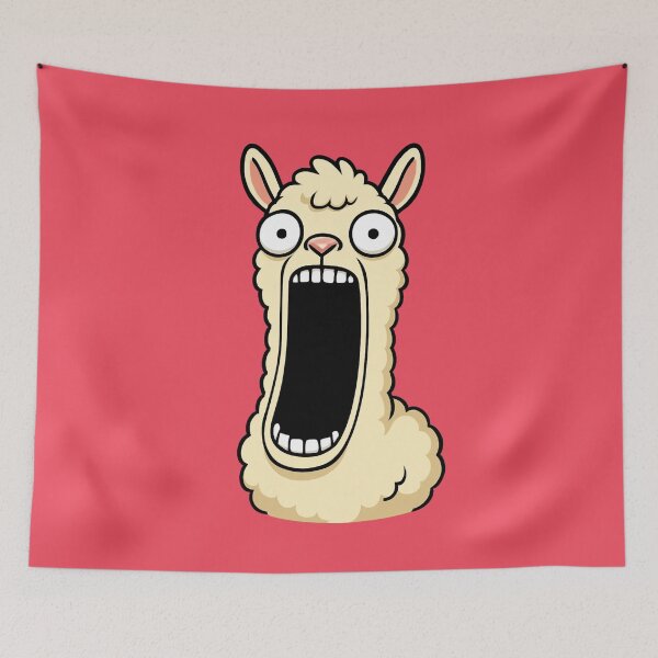 Item preview, A fluffy screaming llama in a cartoon style designed and sold by Ivy-Triggs.