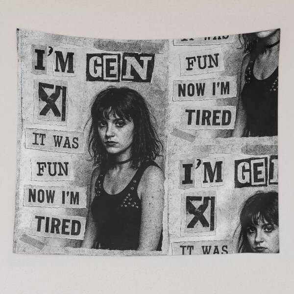 Item preview, Gen X – Punk Zine Riot Grrrl Collage (I’m Tired) designed and sold by DiamondSkyShirt.