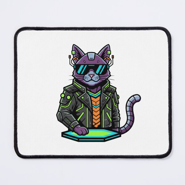 Item preview, Cool Cyberpunk Cat – Futuristic Neon Techwear Kitty Illustration designed and sold by jadolina.
