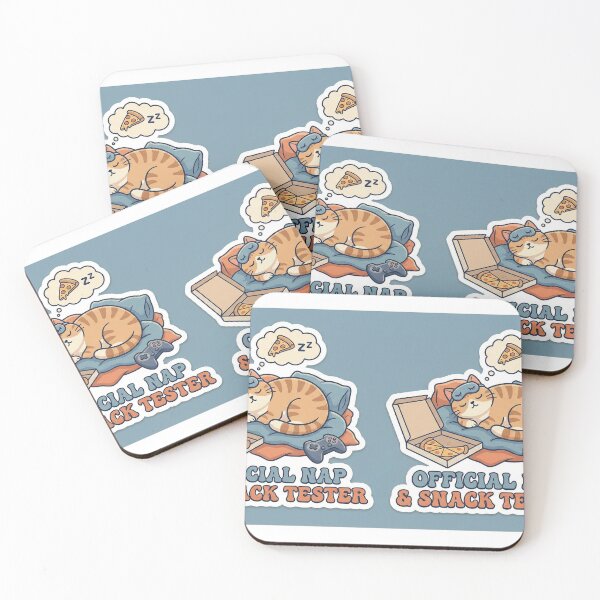 Item preview, Official Nap & Snack Tester | Funny Lazy Gamer Cat & Pizza Lover Sticker designed and sold by Estudio101.