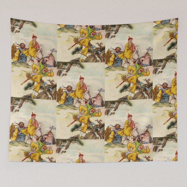 Item preview, Journey to the West Illustration – Monkey King, Pigsy & Tang Sanzang – Vintage Chinese Art designed and sold by FriendsClub.