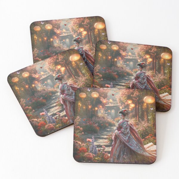 Item preview, Geisha in a Lantern-Lit Garden designed and sold by Tau Tia L Douglass.