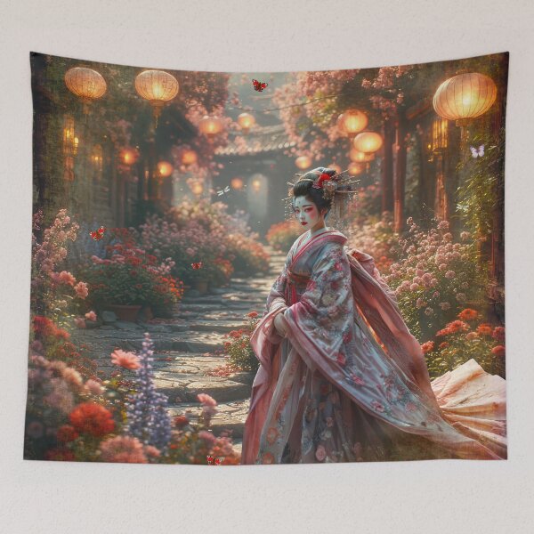 Item preview, Geisha in a Lantern-Lit Garden designed and sold by Tau Tia L Douglass.