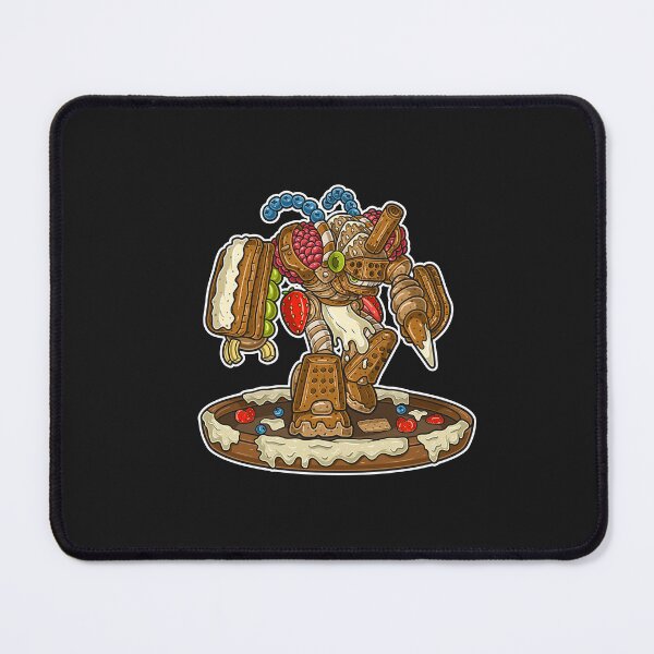 Item preview, Cartoon Character of Biscuit monster standing on a wooden plate with milk, cream and various fruits. designed and sold by tedykurniawan12.
