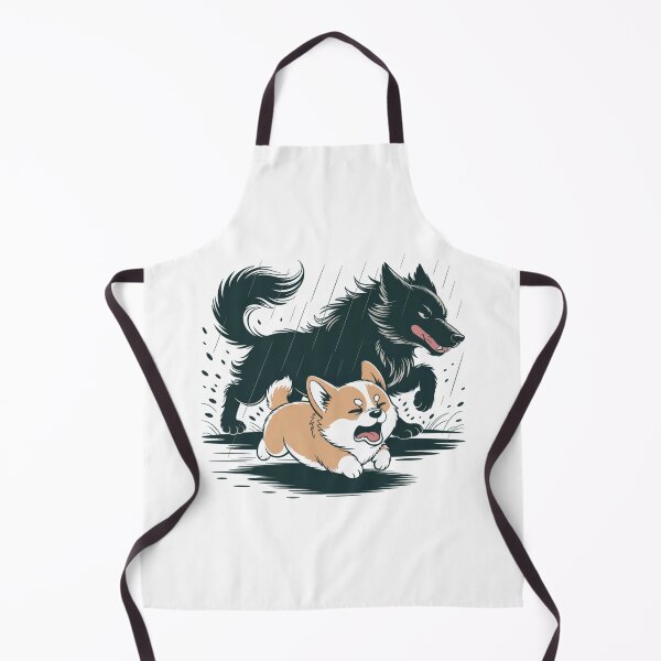 Item preview, Corgi Running Scared From Wolf Dramatic Rainy Chase designed and sold by chattsuede.