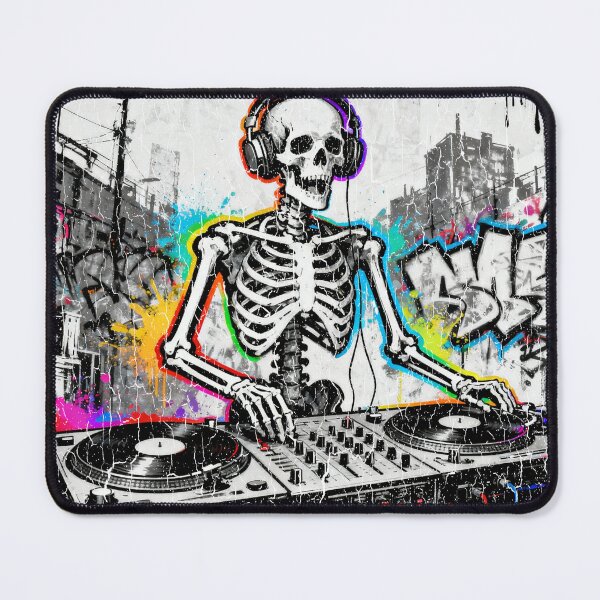 Item preview, Skeleton Graffiti Deejay (vintage distressed look)  designed and sold by ROBOTFACE T-Shirts.