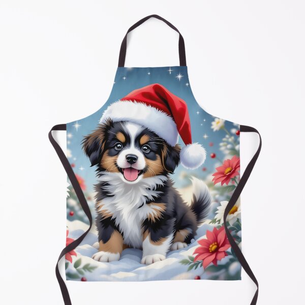 Item preview, Cute puppy dog in a Santa hat and pretty winter flowers. designed and sold by Magixa.