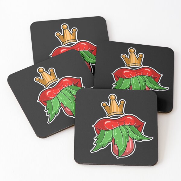 Item preview, Cartoon Logo of Marijuana in mouth with crown.  designed and sold by tedykurniawan12.
