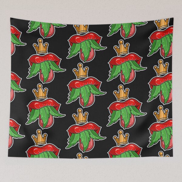 Item preview, Cartoon Logo of Marijuana in mouth with crown.  designed and sold by tedykurniawan12.