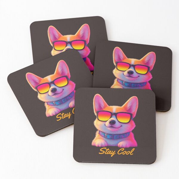 Item preview, Neon Corgi Stay Cool designed and sold by ArtVoyageShop.