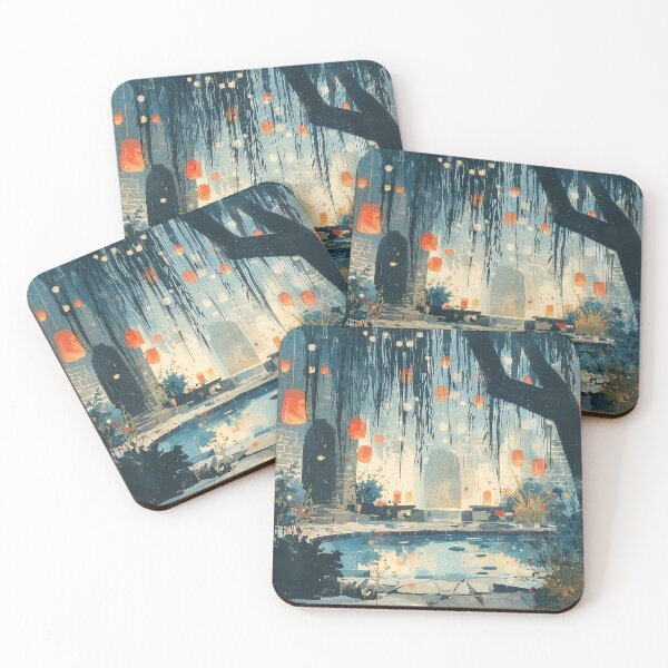 Item preview, Lanterns Glow Over the Quiet Pool designed and sold by Dusk Atelier.
