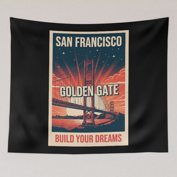 Item preview, San Francisco Golden Gate Bridge Vintage Travel Poster designed and sold by HoopeStylee.