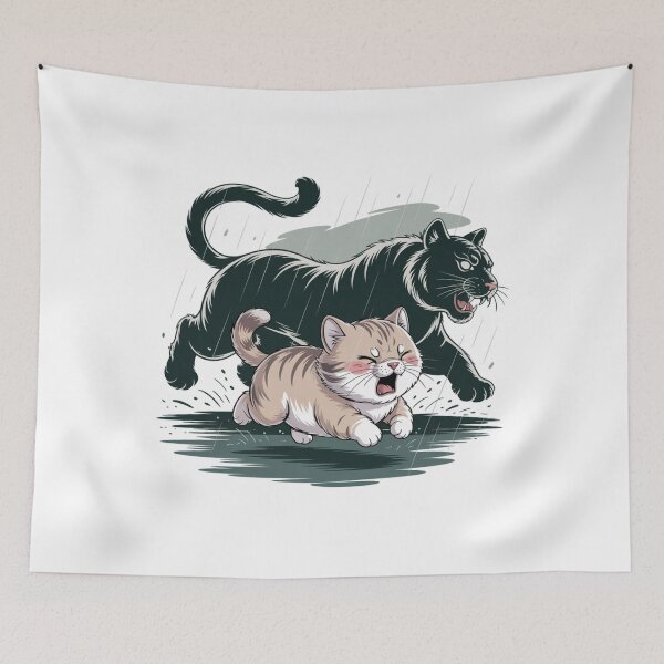 Item preview, Anxious Crying Cat Chased In Rain Cartoon designed and sold by chattsuede.
