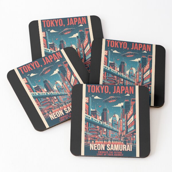 Item preview, Tokyo Japan Neon Samurai Retro Sci-Fi City designed and sold by HoopeStylee.