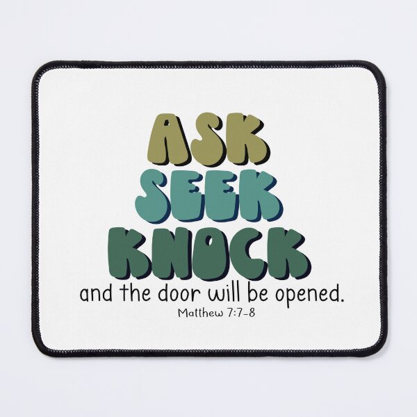 Item preview, Ask, Seek, Knock - black designed and sold by Willow & Grace Designs.