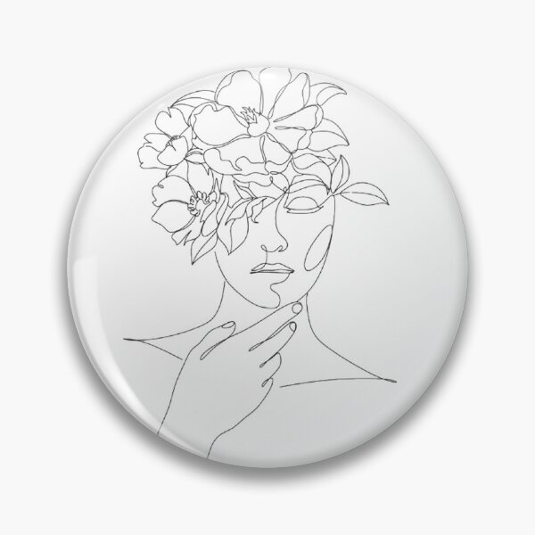 Item preview, Minimalist Woman Face Line Art | One Line Floral Crown designed and sold by bloompprint.