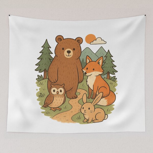 Item preview, Cute Forest Animals – Whimsical Nature Friends Illustration designed and sold by TshirtMyMom.