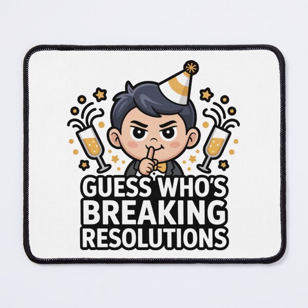 Item preview, Secretly Breaking New Year Resolutions Joke Funny Cartoon Man designed and sold by chattsuede.