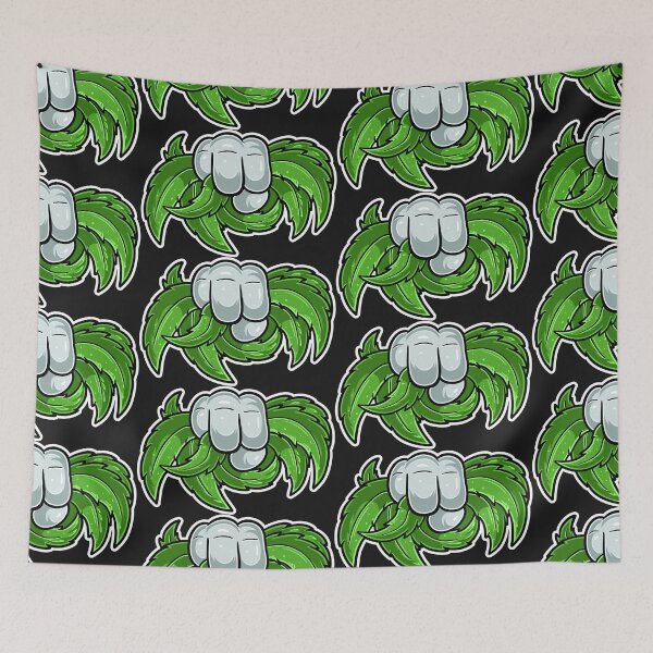 Item preview, Cartoon logo of a Hand holding a marijuana leaf.  designed and sold by tedykurniawan12.